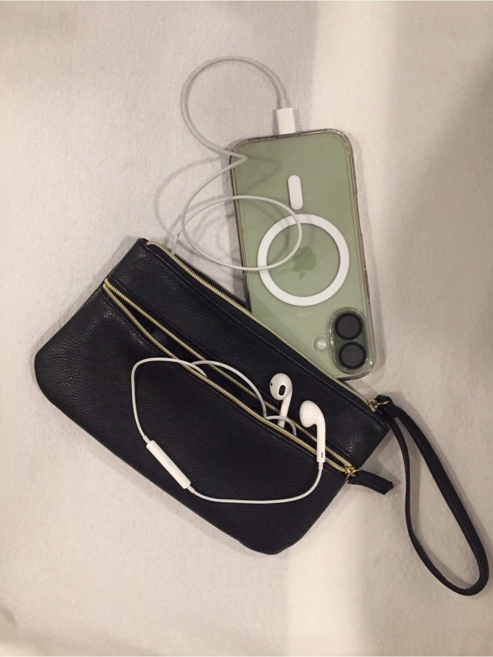Black Double-Zip Phone Wristlet Wallet Organizer